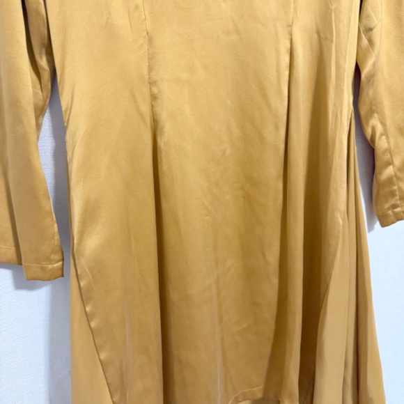 Vintage 1990s Mary Jo Bruno Deadstock Mustard Yellow Silk Dress Size 4 - Picture 3 of 11